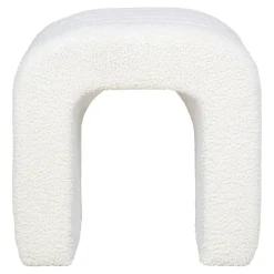 Pouf tabouret design blanc, effet fourrure BRUGES