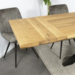 Rallonge pour table extensible en chêne huilé bords naturels 140 cm ETNA (50 cm)