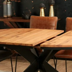 Rallonge pour table ronde / carrée extensible en chêne huilé 120 cm PALERME (40 cm)