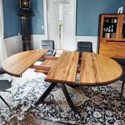 Rallonge pour table ronde et carrée extensible en chêne huilé 130 cm PALERME (40 cm)