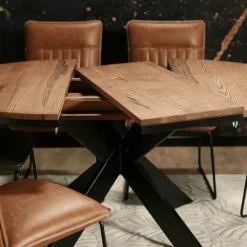 Rallonge pour table ronde extensible en chêne brun 130 cm PALERME (40 cm)