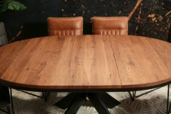 Rallonge pour table ronde extensible en chêne brun 140 cm PALERME (50 cm)