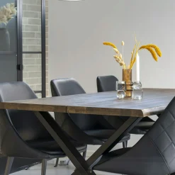 Rallonges en bois de chêne fumé avec bordures naturelles pour table à manger SAVONE 140 cm / 200 cm / 240 cm (lot de 2)
