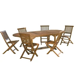 Salle à manger de jardin en teck massif table extensible MACAO
