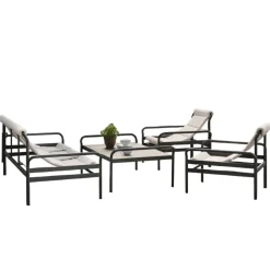Salon de jardin en aluminium gris ardoise (4 pièces) OSLO