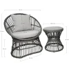 Salon de jardin en rotin synthétique gris (2 fauteuils et 1 petite table ronde) MENDOZA