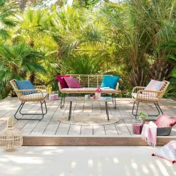 Salon de jardin en résine tressée façon rotin IBIZA