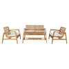 Salon de jardin en teck (1 canapé, 2 fauteuils, 1 table basse) MENDOZA