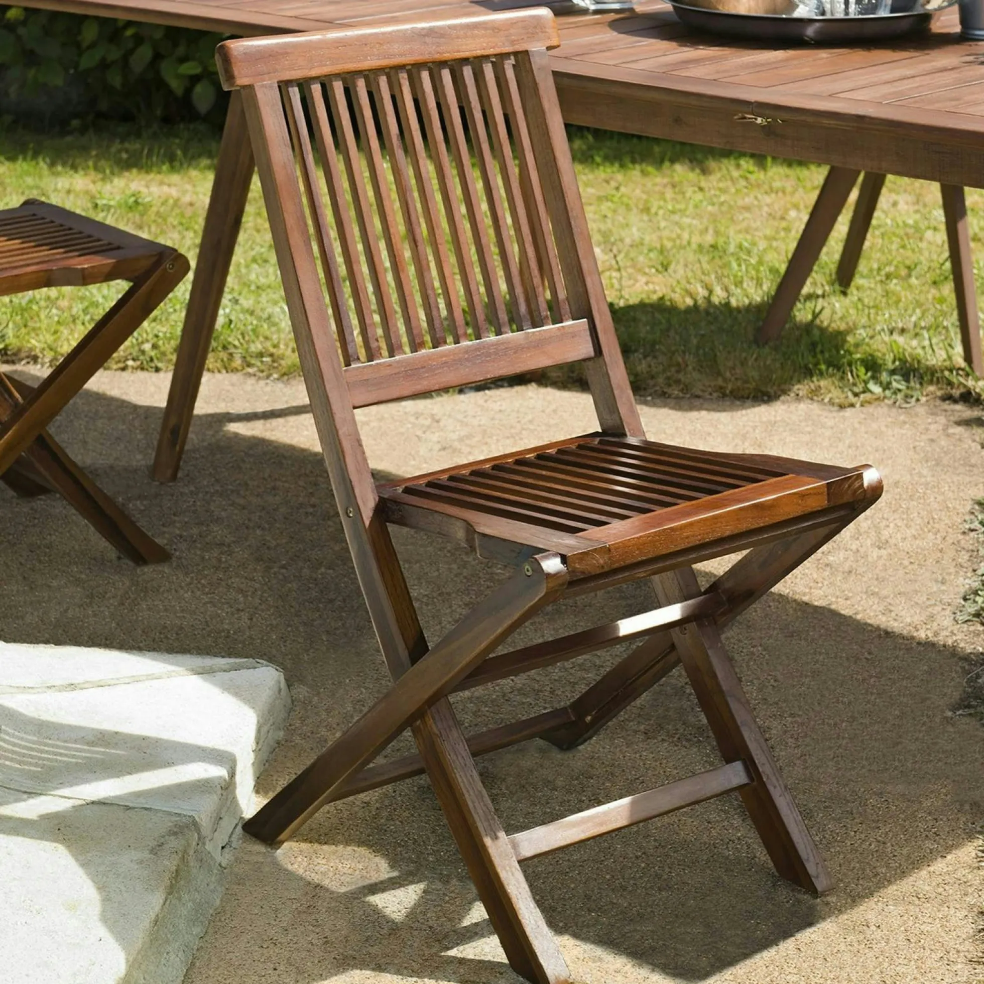 Salon de jardin en teck huilé Table ovale 120/180cm 6 chaises MACAO