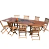 Salon de jardin en Teck massif huilé Table extensible 200/300x120x75cm + 8 ChaisesMACAO