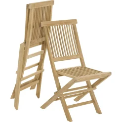 Salon de jardin en teck Table carrée 60 cm et 2 chaises Java pliantes SUMMER