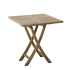 Salon de jardin en teck, 1 table carrée + 2 chaises pliantes SUMMER