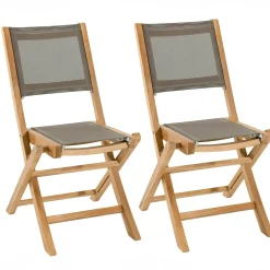 Salon de jardin en teck, 1 table carrée + 2 chaises pliantes SUMMER