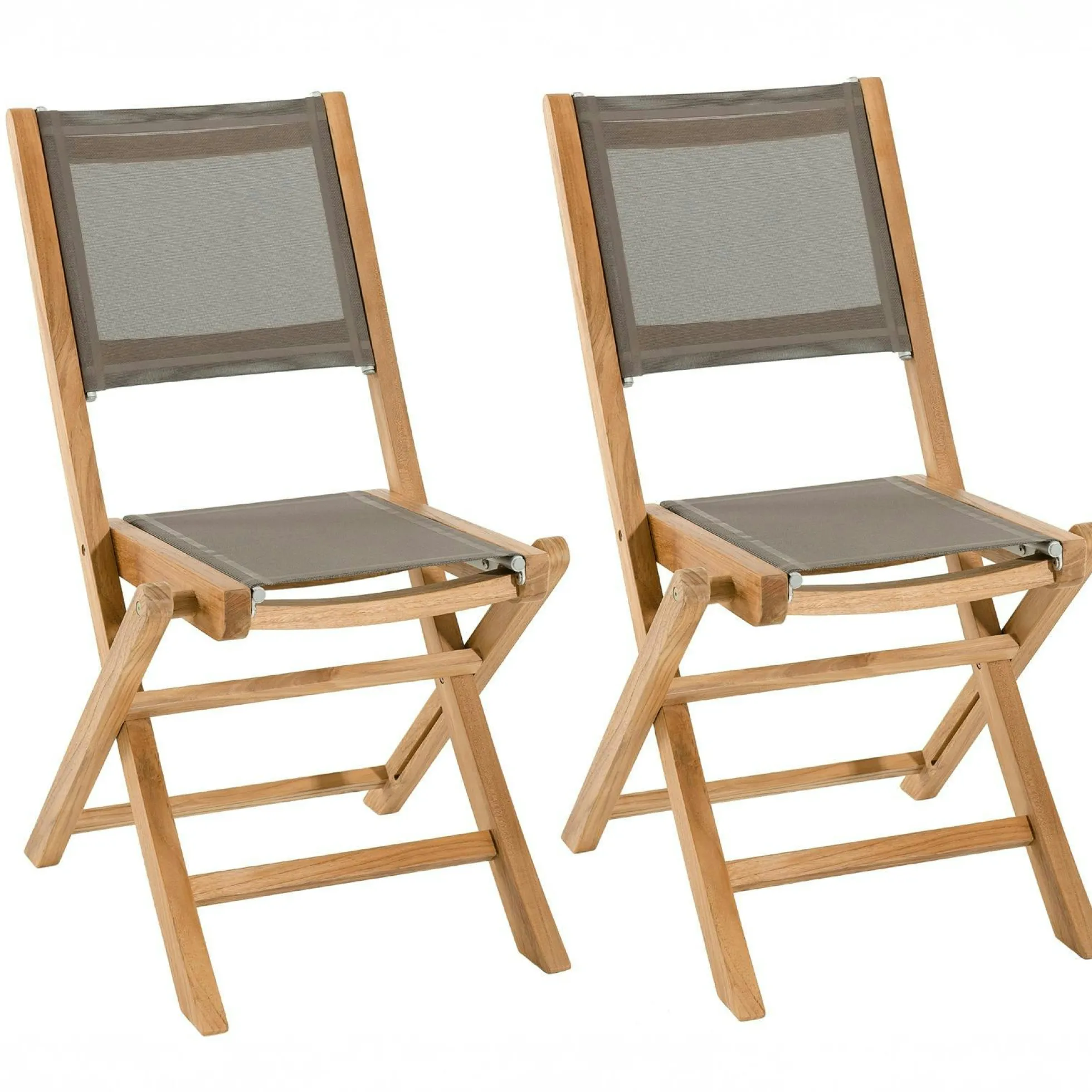 Salon de jardin en teck, 1 table carrée + 2 chaises pliantes SUMMER
