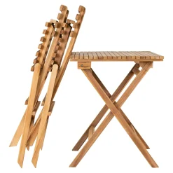 Salon de jardin en teck (1 table, 2 chaises) MENDOZA