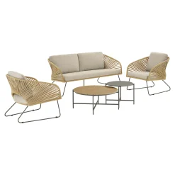 Salon de jardin 4 places avec 2 tables basses MENDOZA