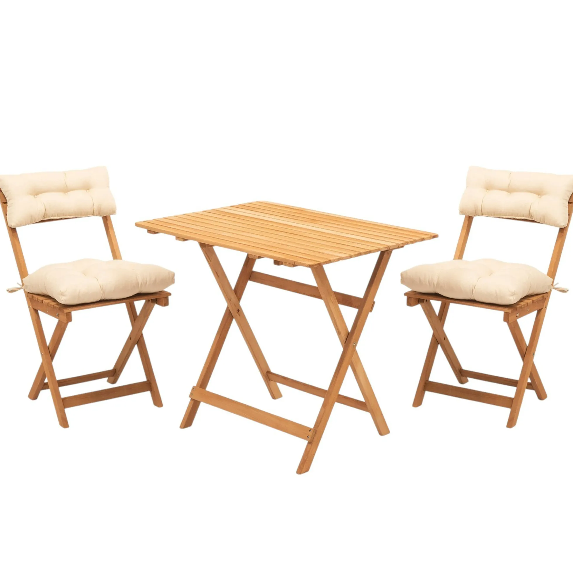 Salon de jardin 2 places - pliant, 4 coussins SORA