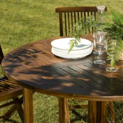 Salon de jardin table + chaises en teck massif MACAO