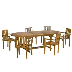 Salon de jardin table + chaises en teck massif MACAO