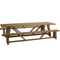 Salon de jardin 1 table et 2 bancs en bois de teck recyclé SANTO