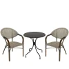 Salon de jardin table noire ronde D70 cm + 2 fauteuils bistrot tissu taupe GIJON