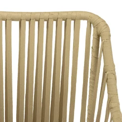 Salon de jardin 1 table ronde métal noir D70 cm - 2 fauteuils cordage couleur naturelle 1 coussin noir GIJON