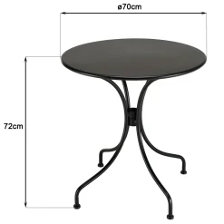 Salon de jardin 1 table ronde métal noir D70 cm - 2 fauteuils cordage couleur naturelle 1 coussin noir GIJON