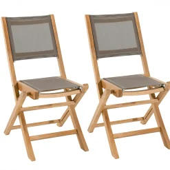 Salon de Jardin Table Teck 150/200cm + 6 Chaises pliantes SUMMER