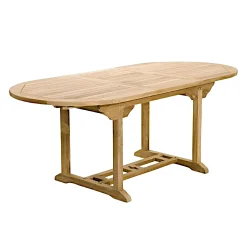 Salon de Jardin Table Teck 150/200cm + 6 Chaises pliantes SUMMER