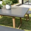 Salon de jardin 1 table 180x90 cm et 2 bancs plateau effet béton HERCULE