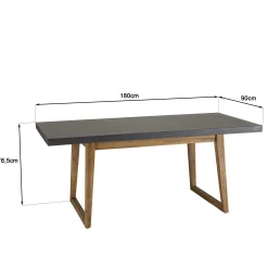 Salon de jardin 1 table 180x90 cm et 2 bancs plateau effet béton HERCULE