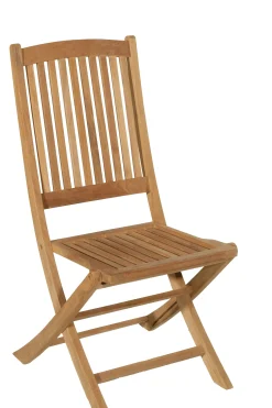 Salon de jardin teck brut table pieds en croix 180/240 + 6 chaises bord arrondi SUMMER