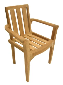 Salon de jardin teck brut table pieds en croix 180/240 + 6 fauteuils SUMMER