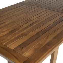 Salon de jardin teck huilé table pieds tréteaux 180/240 + 6 fauteuils MACAO