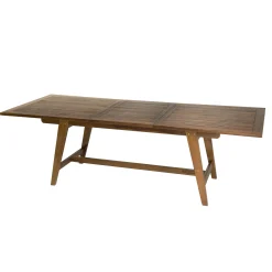 Salon de jardin teck huilé table pieds tréteaux 180/240 + 6 fauteuils MACAO