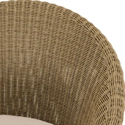 Salon de jardin teck naturel 1 table pieds droits 220 cm + 6 fauteuils arrondis résine tressée MANY