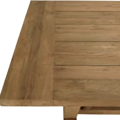 Salon de jardin teck naturel 1 table pieds en V 220 cm + 6 chaises résine tressée MANY