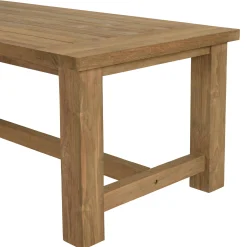 Salon de jardin teck naturel 1 table pieds droits 220 cm + 6 chaises résine tressée MANY