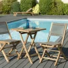 Salon de Jardin Teck Table carrée 60x60 + 2 chaises pliantes SUMMER ref. 30020849