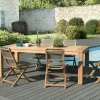 Salon de Jardin Teck Table 220x100 + 6 chaises pliantes BERGEN ref. 30020836