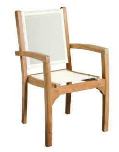 Salon de jardin Teck textile table 180cm 6 fauteuils SUMMER