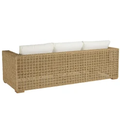 Salon de jardin tressage synthétique coussins blancs SUMMER