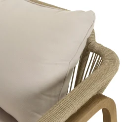 Salon détente 5 places acacia naturel et cordage beige avec coussins BAHIA