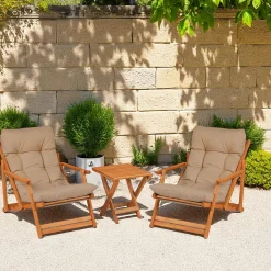 Salon jardin détente taupe - 2 assises confort SORA