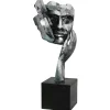 Sculpture moderne "Amore" argent socle noir