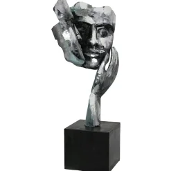 Sculpture moderne "Amore" argent socle noir