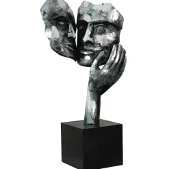 Sculpture moderne "Amore" argent socle noir