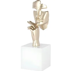 Sculpture moderne "Estilo" dorée socle blanc