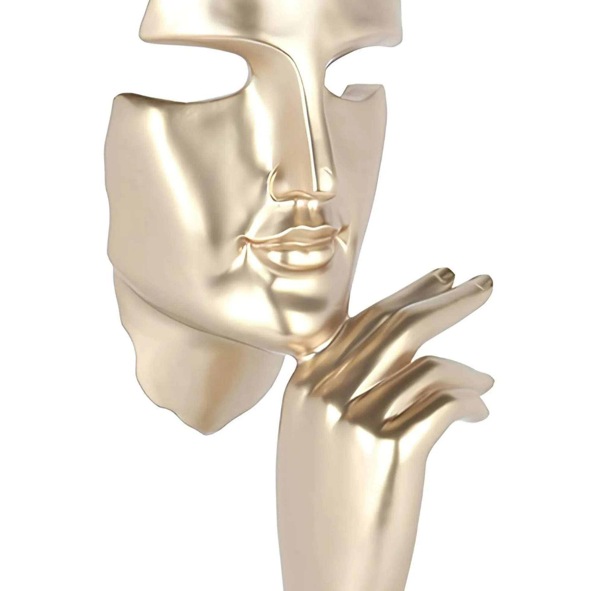 Sculpture moderne "Estilo" dorée socle blanc