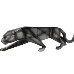 Sculpture moderne panthère gris anthracite 48 cm